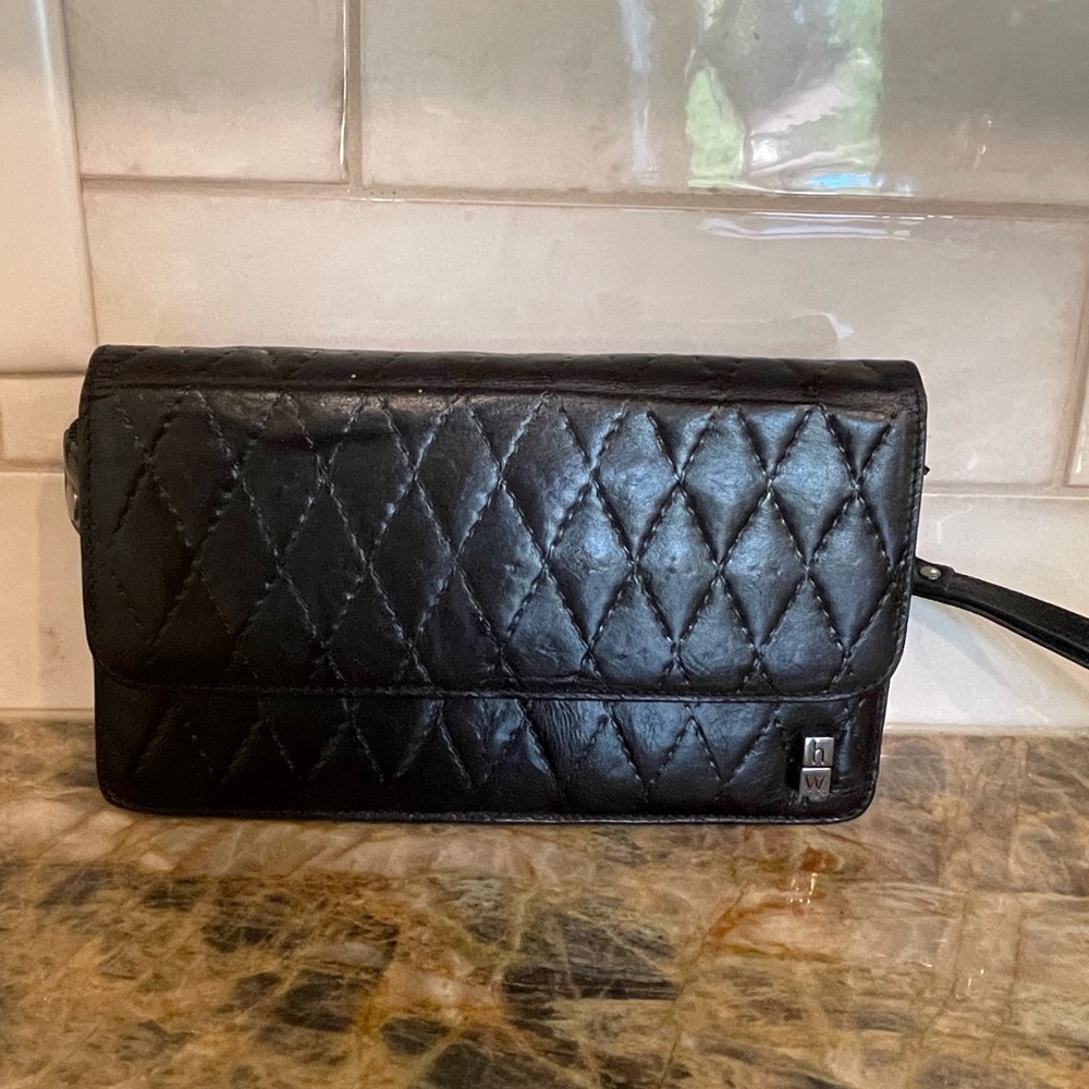 Helen Welsh black quilted wristlet